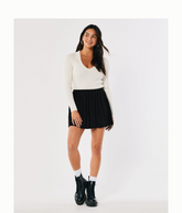 Hollister-Women's trendy plus high waist pleated knitted half-body skirt winter new